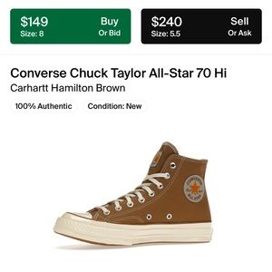 Carhart converse! Brand new from stockx. Never worn!